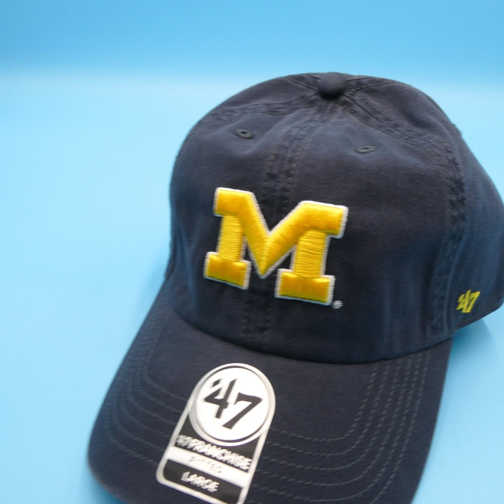 '47 Brand Hat Mens Large Franchise‎ Michigan Wolverines Navy Blue Cotton Fitted - Picture 3 of 9